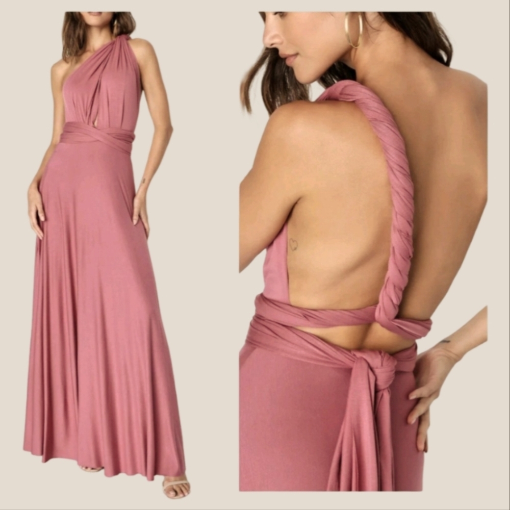 Modela Bella Elegant Mauve Backless Evening Gown Size Small - Picture 2 of 6